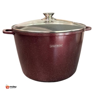 Oală înaltă marmorată cu capac 32 cm, 14 L – Royalty Line AD32MG, vișiniu, antiaderentă, compatibilă inducție - Img 2