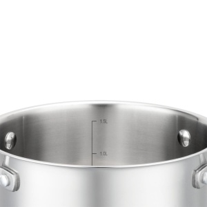 Oală inox 304 cu capac 16 cm, 1,8 L, pentru inducție – VCASA Amara 90112, capac din sticlă cu strecurătoare - Img 6
