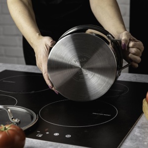 Oală inox 304 cu capac 18 cm, 2,6 L, pentru inducție – VCASA Amara 90113, capac din sticlă cu strecurătoare - Img 8