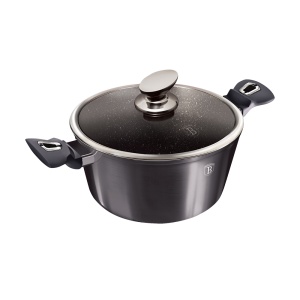 Oala marmorata cu capac 20 cm Carbon Pro Berlinger Haus BH 6892