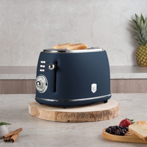 Prăjitor de pâine cu fante extra-late, 850 W, 6 niveluri – Berlinger Haus Deep Sea BH 9765, design rustic, albastru mat - Img 14