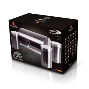Set cutie paine si 3 recipiente bucatarie Carbon Pro Edition Berlinger Haus BH 6732