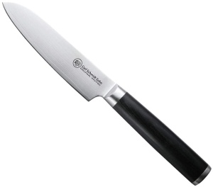 Set 3 cuțite Damasc Konstanz Carl Schmidt Sohn: bucătar 20 cm, santoku 12 cm, utilitar 9 cm, HRC 60 - Img 4