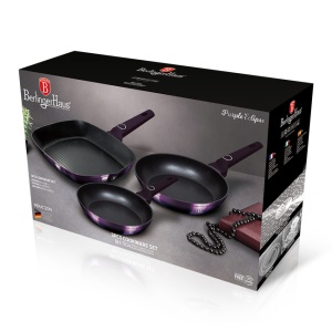 Set 3 tigai Purple Eclipse Collection Berlinger Haus BH 7104, antiaderente, titan, mov, grill, inductie