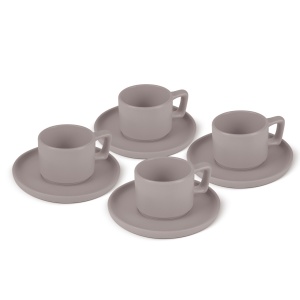 Set 4 cani cu farfurii Taupe Berlinger Haus BH 10016, ceramica, gri