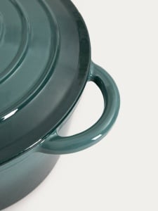 Set 4 vase din fontă emailată Homla Andreas, verde ombre: oală 24 cm 4 L, oală joasă 28 cm, oală ovală 4,5 L și tigaie 26 cm - Img 8