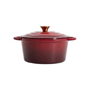 Set 4 vase din fontă emailată Homla Andreas, vișiniu ombre: oală 24 cm 4 L, oală joasă 28 cm, oală ovală 4,5 L și tigaie 26 cm - Img 4