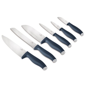 Set 6 cuțite de bucătărie din inox, în cutie cadou – Berlinger Haus Deep Sea BH 3141, albastru mat, mâner soft-touch
