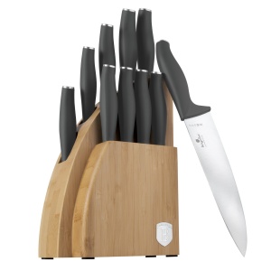Set cutite 10 piese Antracite Berlinger Haus BH 2758, stativ lemn, gri