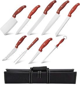 Set cuțite inox 9 piese in husa maro Royalty Line RL-K9C - Img 1