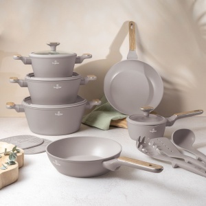Set oale si tigai 15 piese Nordic Taupe Berlinger Haus BH 8344, gri, antiaderente, compatibile inductie - Img 9