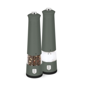 Set râșnițe electrice sare și piper cu LED, 2 piese – Berlinger Haus Green Matte BH 9885, verde mat, mecanism ceramic reglabil - Img 5