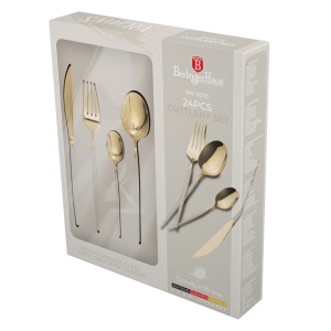 Set tacamuri 24 piese, 6 persoane, auriu lucios cu crem Berlinger Haus BH 3070