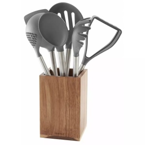 Set ustensile de bucatarie cu suport din salcam, 7 piese Kinghoff KH1325 - Img 1