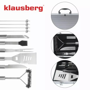 Set ustensile pentru gratar/BBQ, 10 piese, inox, Klausberg KB7901 - Img 4