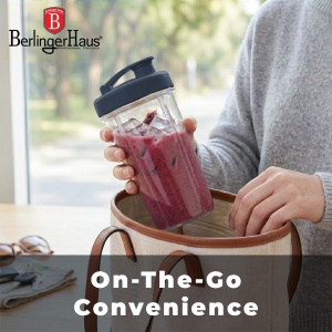 Smoothie maker 320 W cu 2 recipiente de voiaj – Berlinger Haus Deep Sea BH 9882, albastru mat, zdrobește gheața - Img 8