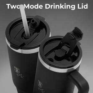 Termos 1L Matte Black Collection BH 8833P, cu maner si pai, negru mat - Img 8