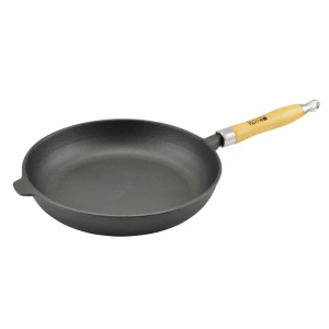 Tigaie 30 cm cu mâner de lemn, fontă, Perfect Home 12514