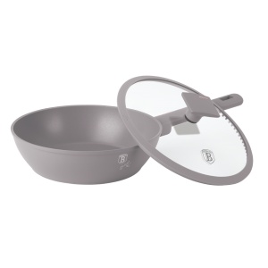 Tigaie adanca cu capac 24 cm Taupe Berlinger Haus BH 8092, gri, strat titan