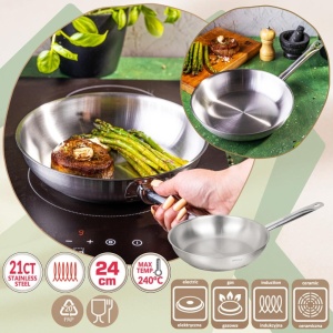 Tigaie din inox 24 cm – Kinghoff KH-2019, compatibilă cu toate plitele, inclusiv inducție - Img 4