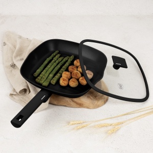 Tigaie grill cu capac 28 cm, 2,1 L – Berlinger Haus Matte Black BH 8184, negru mat, antiaderentă titan, compatibilă inducție - Img 6
