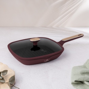 Tigaie grill cu capac 28 cm Leonardo Nordic Berlinger Haus BH 8298, visiniu mat, compatibila inductie - Img 5