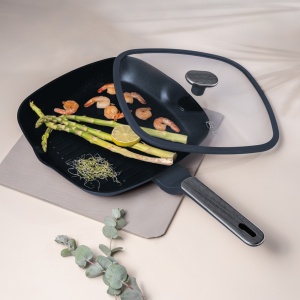Tigaie grill cu capac Deep Sea Berlinger Haus BH 8374, albastru mat, compatibila cu toate tipurile de plite inclusiv inductie - Img 3