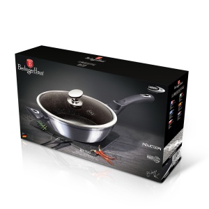 Tigaie marmorata cu capac 32 cm Carbon Pro Berlinger Haus BH 7139