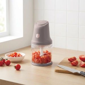 Tocător electric mini 2 în 1, 300 W, bol 1 L – Berlinger Haus Taupe Collection BH 9888, 4 lame inox, 2 viteze - Img 6