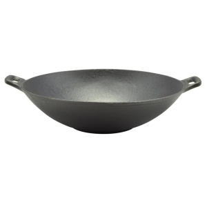 Wok din fontă 31x8 cm – Perfect Home 12137, mic, robust, ideal pentru prăjire rapidă și gătit asiatic pe toate tipurile de plite