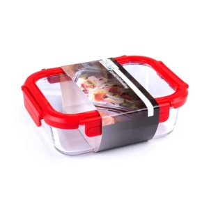 Caserola transparenta cu capac plastic, 1020 ml, sticla rezistenta la caldura Perfect Home 53092