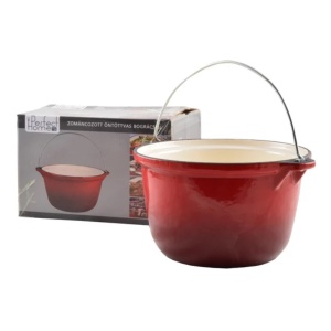 Ceaun fonta emailata cu maner 3 L Perfect Home 13251, rosu
