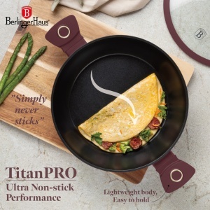 Cratita cu capac 28 cm 3.8 L Leonardo Collection Berlinger Haus BH 8038, visiniu mat, antiaderenta, compatibila inductie - Img 6