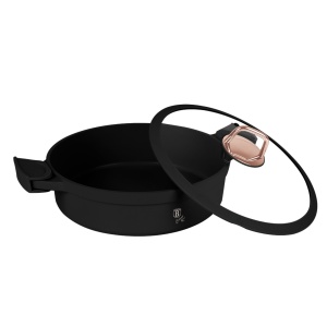 Cratita cu capac si manere de silicon detasabile 28 4,2L cm Black Rose Berlinger Haus BH 1455, antiaderent