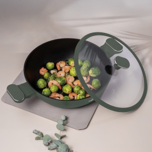 Cratiță cu capac 30 cm, 4,5 L – Berlinger Haus Green Matte BH 8199, verde mat, antiaderentă titan, compatibilă inducție - Img 6