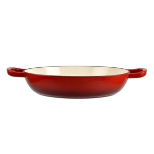 Cratita fonta emailata cu capac pentru friptura 30x6 cm, Perfect Home 10272, rosie