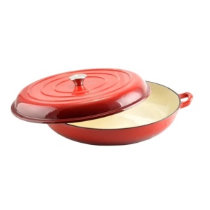 Cratita fonta emailata cu capac pentru friptura 40 cm 5L Perfect Home 14754, rosie