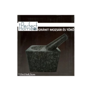 Mojar granit cu pistil, patrat, 13x8,5 cm Perfect Home 11865, negru
