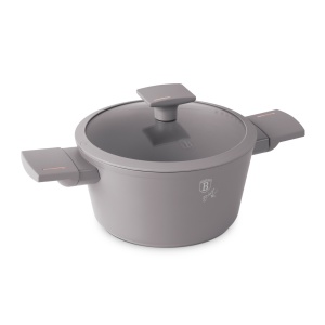 Oală cu capac 20 cm, 2.5L – Berlinger Haus Taupe Collection BH 8100, cu strat antiaderent titan, ideală pentru porții mici sau sosuri