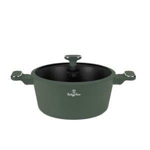 Oală cu capac 28 cm, 6.1L – Berlinger Haus Green Matte Collection BH 8202, verde, cu strat antiaderent din titan, design modern, compatibilă cu toate plitele - Img 3