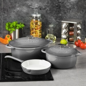 Oală cu capac din fontă Ø21 cm, 2,4L, gri Kinghoff KH1520 - Img 3