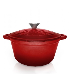 Oală din fontă emailată cu capac 24x11.5 cm, 4L – Cooking by Heinner, Colecția Red Line HR-KN-SM4, pentru supe, tocane și coacere lentă