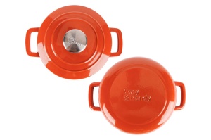 Oală fontă emailată cu capac 20 cm 2,7 L Ruginiu Fontestic Cosy & Trendy 9967201 - Img 2
