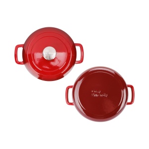 Oală fontă emailată cu capac 24 cm 4,6 L Roșu tradițional Fontestic Cosy & Trendy 9967502 - Img 2