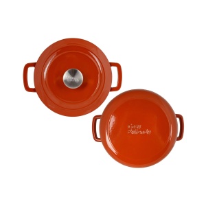 Oală fontă emailată cu capac 24 cm 4,6 L Ruginiu Fontestic Cosy & Trendy 2942324 - Img 2