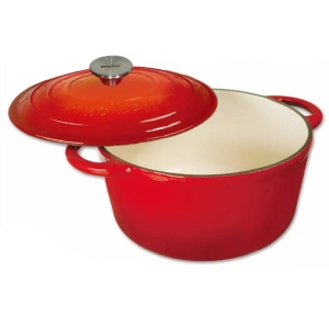Oala fonta emailată cu capac 24 cm 4L Kinghoff KH1529, rosie - Img 2