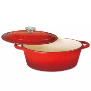 Oală fontă emailată cu capac Kinghoff KH-1612, roaster, roșie - Img 2