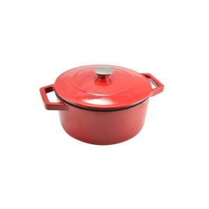 Oală fontă emailată Perfect Home 12968, cu capac, 24 cm, 4 L, roșie