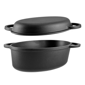 Oala fonta pura cu capac tip roaster 2 in 1, 32x22 cm Perfect Home 17811