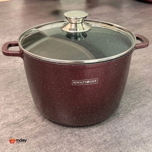 Oală înaltă marmorată cu capac 24 cm, 6,2 L – Royalty Line AD24MG, vișiniu, antiaderentă, compatibilă inducție - Img 4